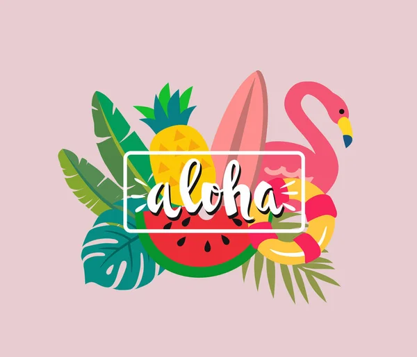 Estampado tropical Aloha — Vector de stock