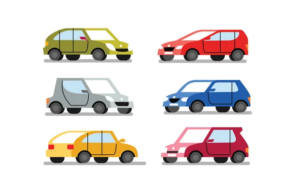 Carros de cores diferentes em um fundo branco — Vetor de Stock