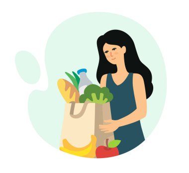 Kız eve pakette erzak getirdi.