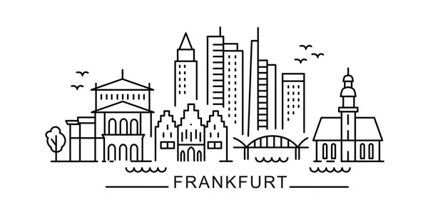 Città di Francoforte in stile contorno sul bianco — Vettoriale Stock
