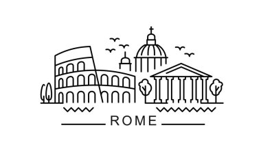 Beyaz arka planda ana hatlarıyla Roma şehri