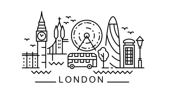 Stad Londen in grote lijnen op wit — Stockvector