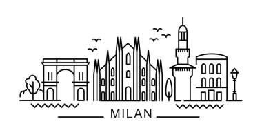 Milano şehri beyazlar üzerine ana hatlarıyla 