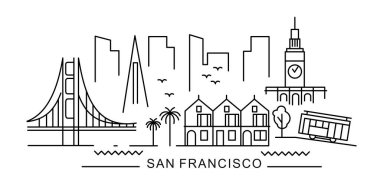 San Francisco şehri beyazlar üzerine ana hatlarıyla. 