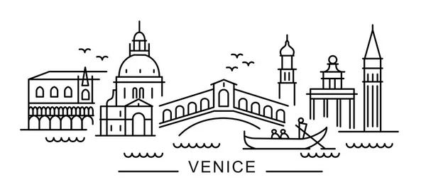 Ciudad de Venecia en el estilo de contorno en blanco — Archivo Imágenes Vectoriales