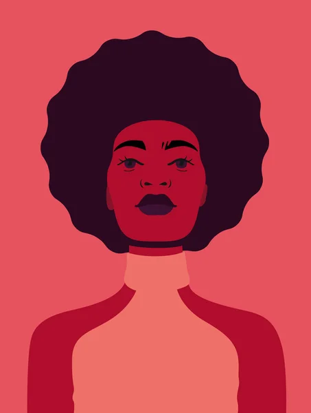 African american woman avatar on red — Stock Vector