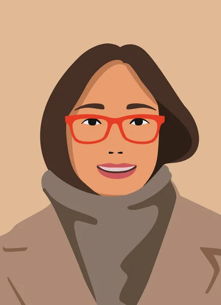 Hermosa chica con gafas vestidas con abrigo — Vector de stock