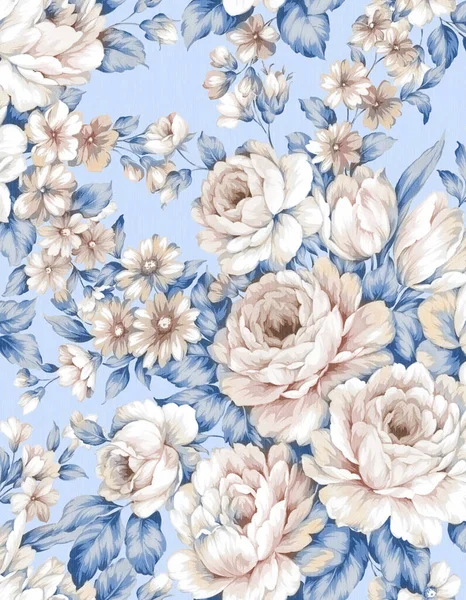 Classic Popular Flower Seamless Pattern Background Easy Making Seamless Pattern — Stock Photo, Image