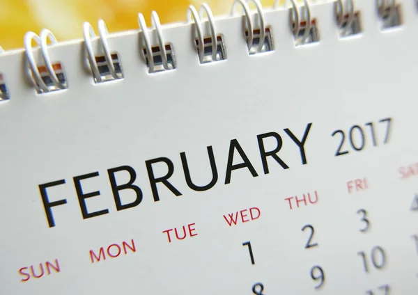 Календарь закрытия февраля 2017 года — стоковое фото