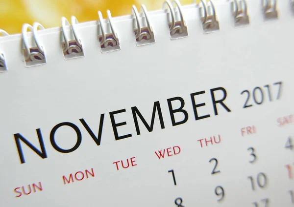Календар закриття листопада 2017 року — стокове фото