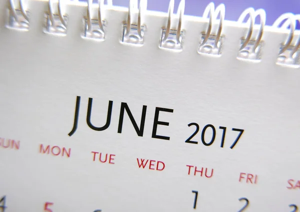 Календарь закрытия июня 2017 года — стоковое фото