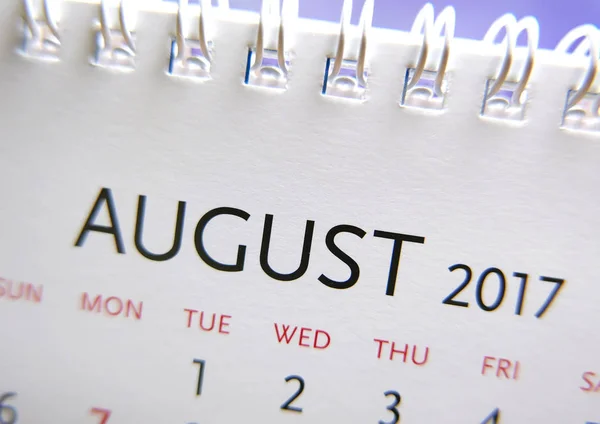 Feche o calendário de agosto de 2017 — Fotografia de Stock
