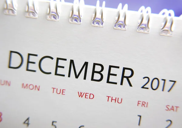 Close up calendar of December 2017 — Stock Photo, Image