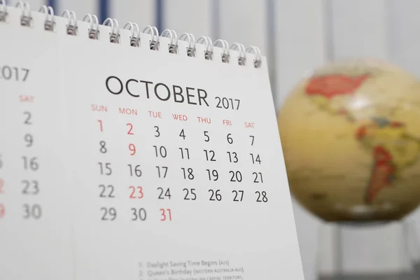 Nahaufnahme-Kalender Oktober 2017 — Stockfoto