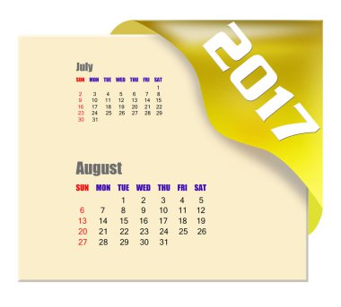 2017 Ağustos takvim