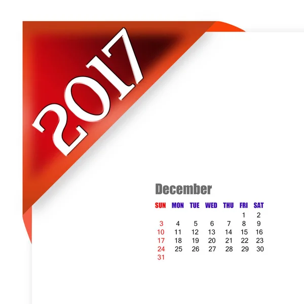 Calendário de dezembro 2017 — Fotografia de Stock