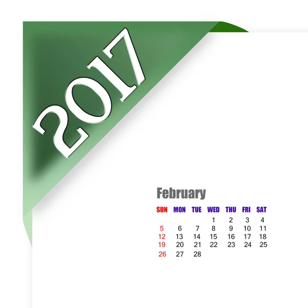 Februar-Kalender 2017 — Stockfoto