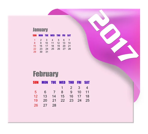 2017 februari kalender — Stockfoto