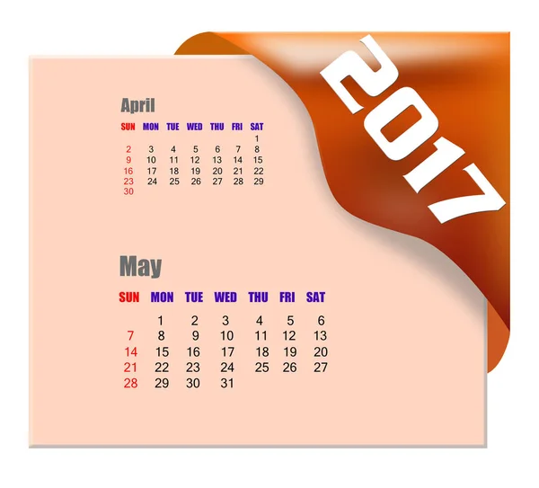 Calendário de maio 2017 — Fotografia de Stock
