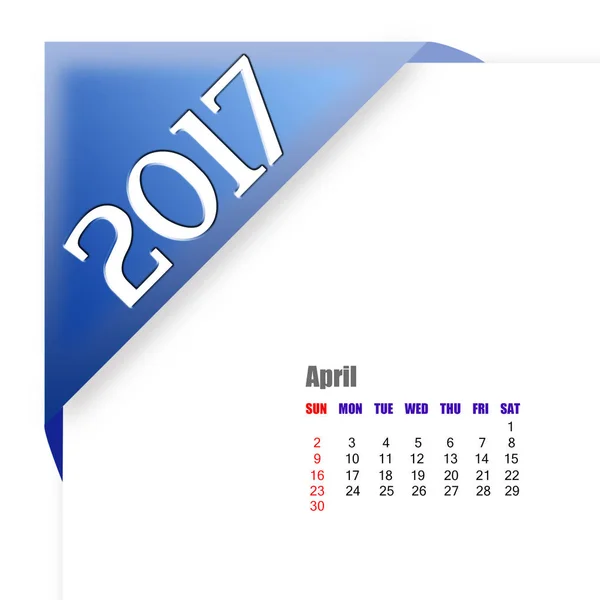 Kalendář duben 2017 — Stock fotografie