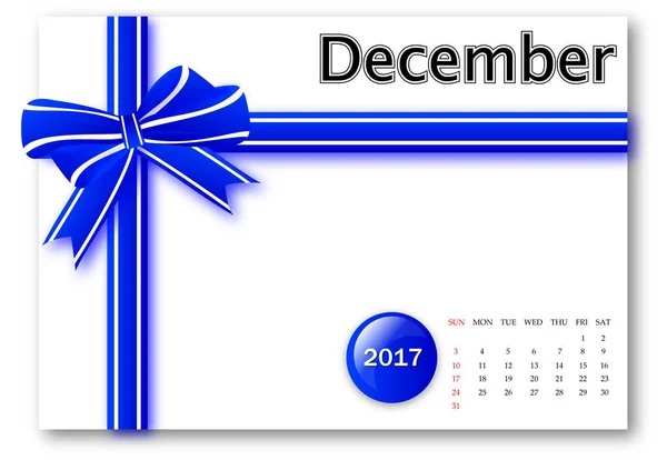 December 2017 - ribbon kalender-serien med gåva design — Stockfoto