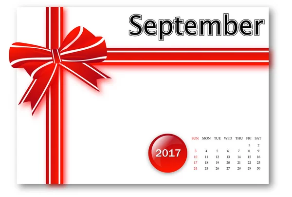 2017 年 9 月 - カレンダー ギフト リボン デザイン シリーズ — ストック写真