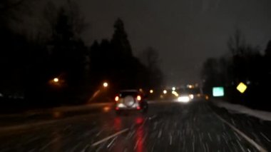 Soğuk blizzard kar gece trafik akışı Hareket Bulanıklığı