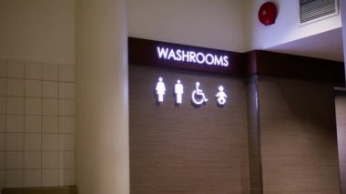 Erkek ve kadın tuvalet logo duvar hareket 