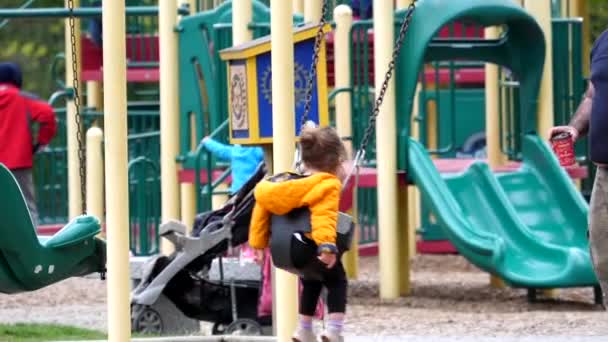 Slow motion van kinderen schommel op park in Coquitlam Bc Canada. — Stockvideo