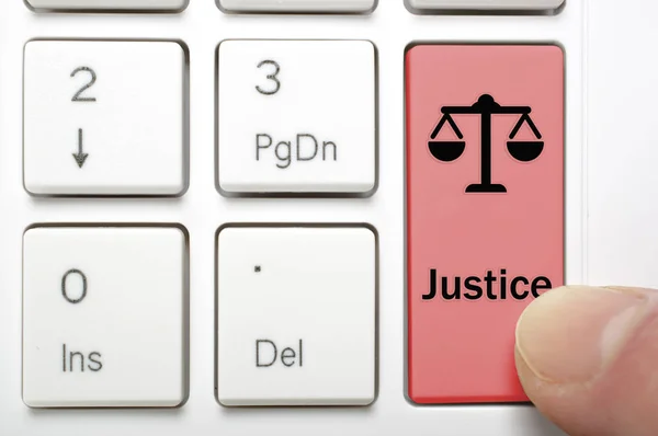 Justice key on keyboard — Stock Photo, Image