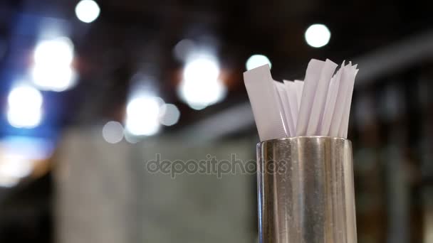 Motion of man taking chopstick with blur motion background inside Grand Hyatt Taipei restaurant — Stock Video