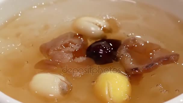 Nahaufnahme Von Lotusblüten Dessert Auf Dem Tisch Chinesischen Restaurant — Stockvideo