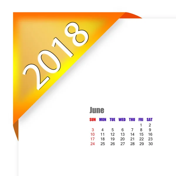 Calendário de junho 2018 — Fotografia de Stock