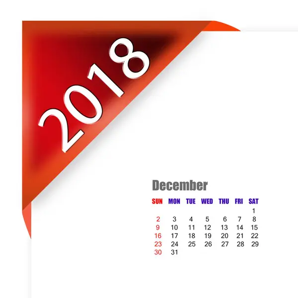Calendário de dezembro 2018 — Fotografia de Stock