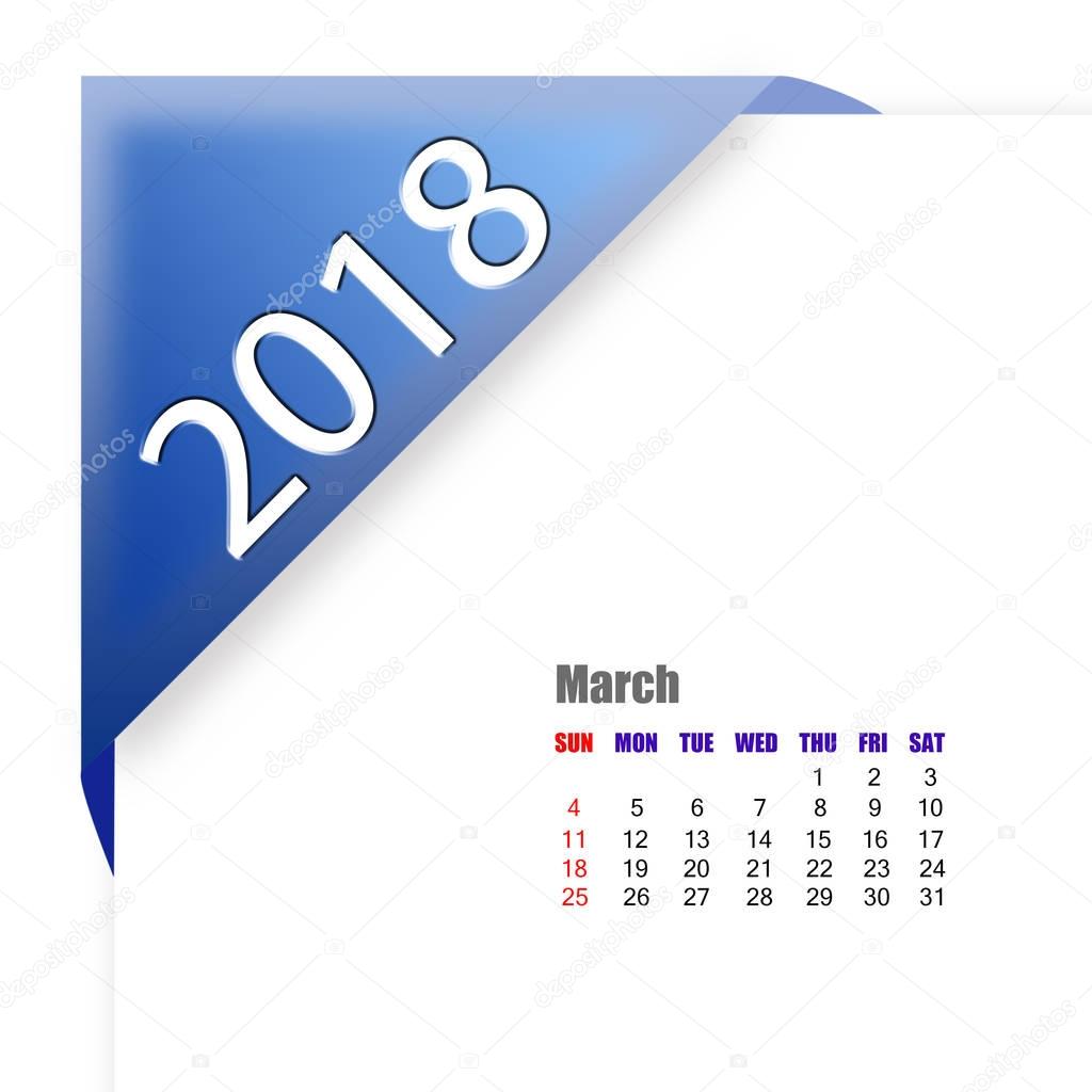 2018 March calendar
