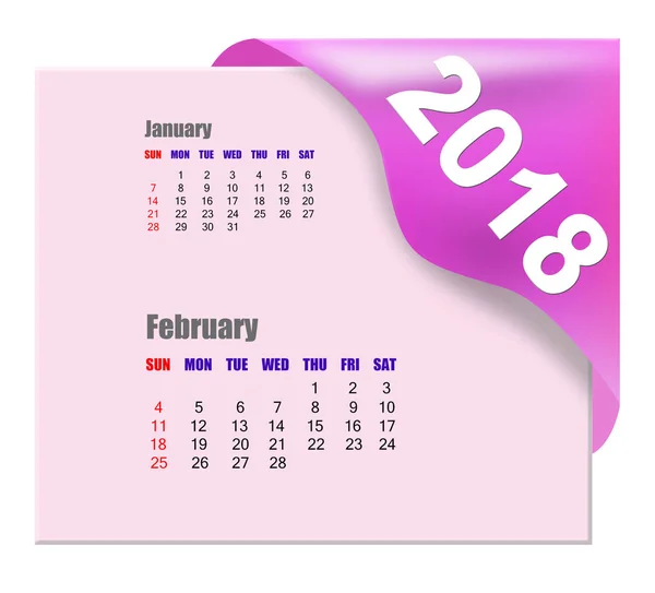 2018 februari kalender — Stockfoto