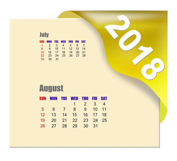 2018 August calendar — Stock Photo, Image