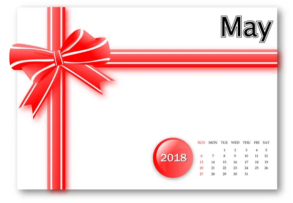 Mai 2018 - Kalenderserie mit Geschenkband-Design — Stockfoto