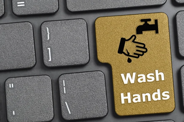 Tvätta Händerna Nyckel Tangentbordet — Stockfoto