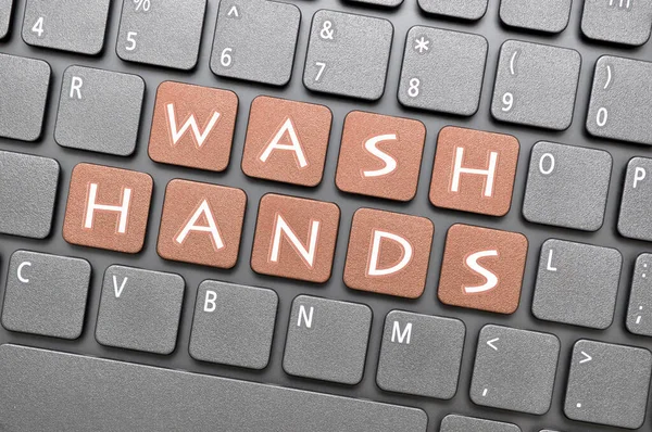 Handen Wassen Toets Het Toetsenbord — Stockfoto