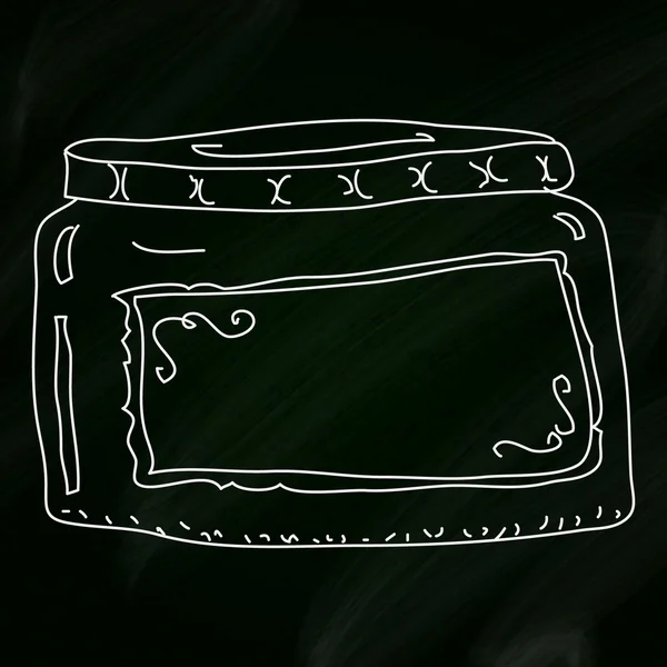 Doodle sketch of a jar on a blackboard background — Stock Vector