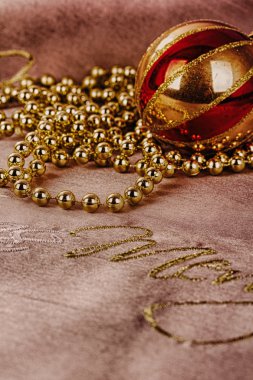 Hdr Filt şenlikli altın Christmas dekorasyon kumaş üzerine arka plan