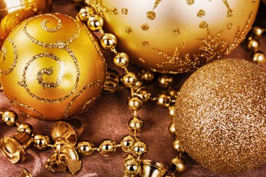 Hdr Filt şenlikli altın Christmas dekorasyon kumaş üzerine arka plan