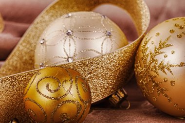 Hdr Filt şenlikli altın Christmas dekorasyon kumaş üzerine arka plan