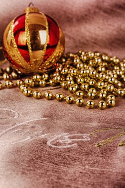 Hdr Filt şenlikli altın Christmas dekorasyon kumaş üzerine arka plan