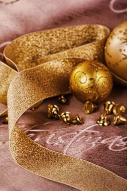 Hdr Filt şenlikli altın Christmas dekorasyon kumaş üzerine arka plan