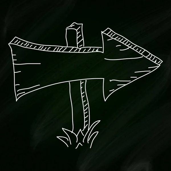 Doodle skica dřevěné šipky na pozadí tabule — Stockový vektor