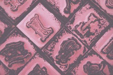 Türü set lastik pullar Vintage Retro filtre yakın çekim.