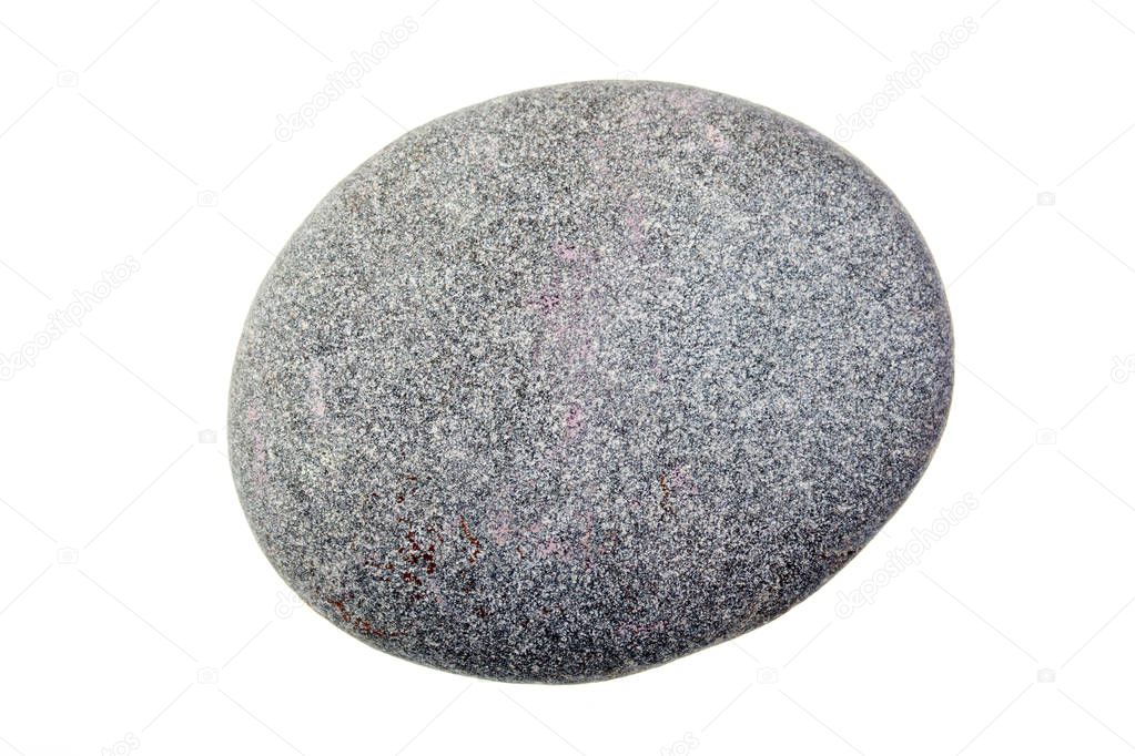 Pebble from beach against a white background