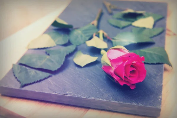 Rose cut up on piece of slate